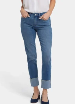 NYDJ - Sheri Slim Ankle Jeans With Wide Strip Cuff - Costa Brava - SALE