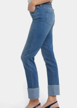 NYDJ - Sheri Slim Ankle Jeans With Wide Strip Cuff - Costa Brava - SALE