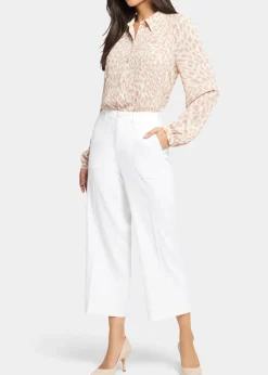 NYDJ - Wide Leg Cargo Capri Pants - Optic White