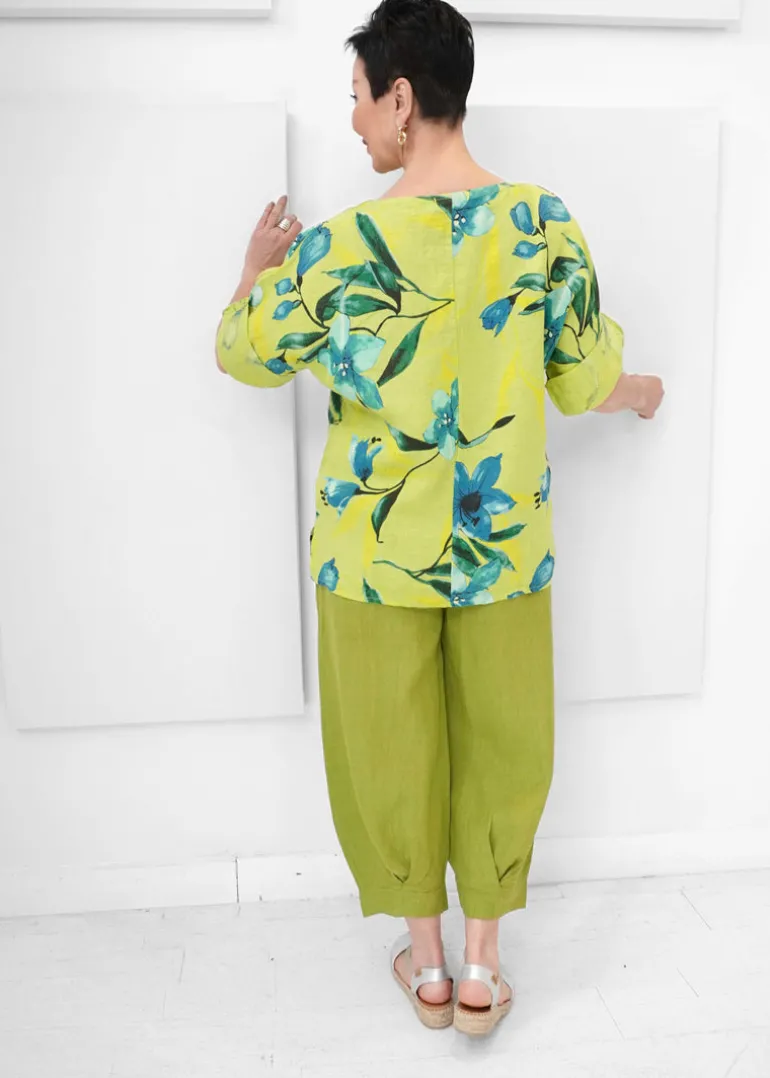Orange - Azure Floral Boatneck Tee