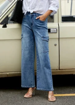 Orange - Cargo Bamboo Denim Pants