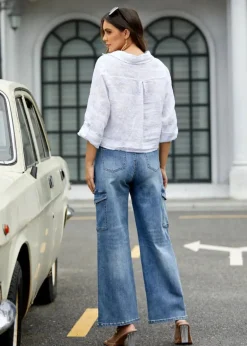 Orange - Cargo Bamboo Denim Pants