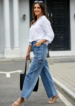 Orange - Cargo Bamboo Denim Pants