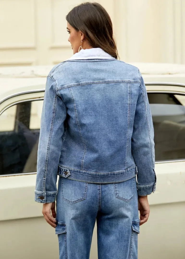 Orange - Cargo Denim Jacket