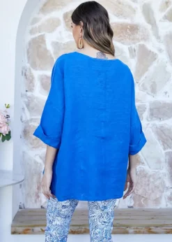 Orange - Coconut Button Detail Top