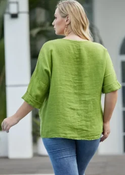 Orange - Coconut Button Detail Top