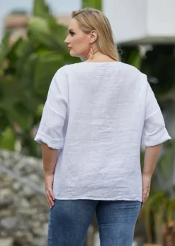 Orange - Coconut Button Detail Top