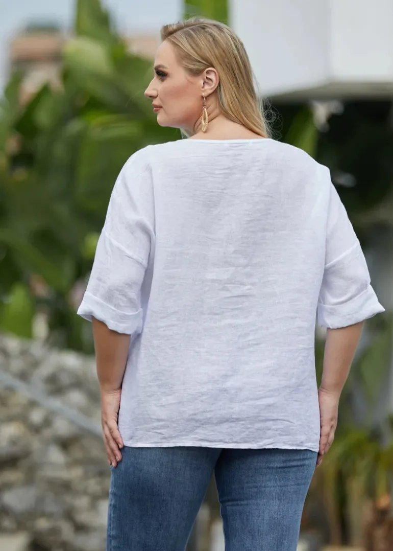 Orange - Coconut Button Detail Top