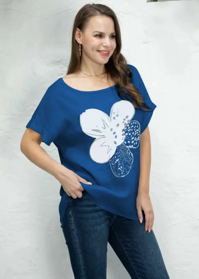 Orange - Flower Graphic Tee