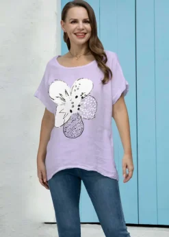 Orange - Flower Graphic Tee