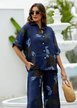 Orange - Pia's Floral Short Sleeve Top