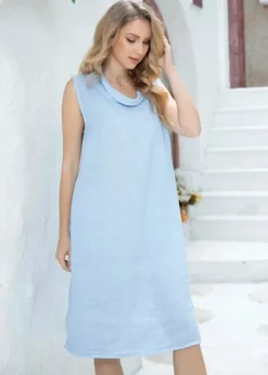 Orange - Round Collar Sleeveless Dress
