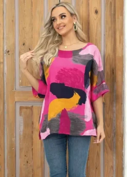 Orange - Sammy's Linen Abstract Top