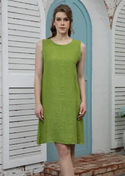 Orange - Sunlit Linen Dress