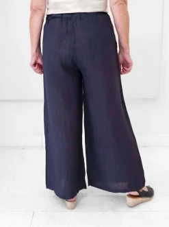 Orange - Wide Leg Linen Pant with Drawstring