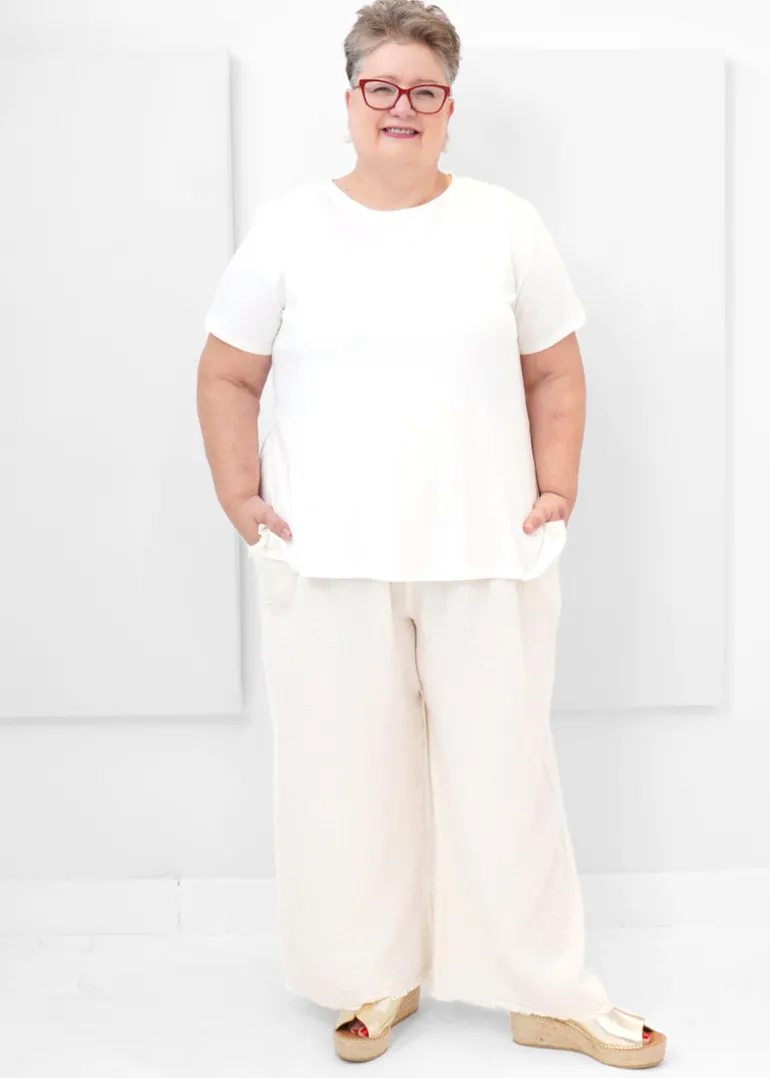 Pokoloko - Crinkle Drawstring Palazzo Pant - PLUS