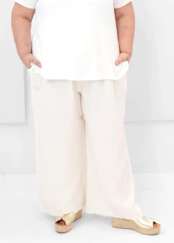Pokoloko - Crinkle Drawstring Palazzo Pant - PLUS