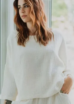 Pokoloko - Crinkle Long Sleeve Boat Top