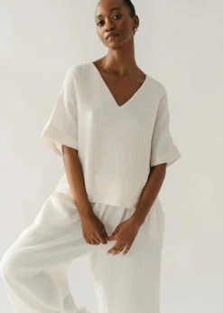 Pokoloko - Crinkle V Neck Top