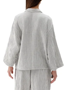 Pokoloko - Striped Crinkle Shirt Blouse