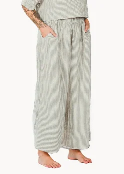 Pokoloko - Stripped Crinkle Cotton Palazzo Pant