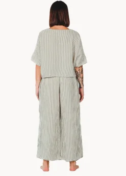 Pokoloko - Stripped Crinkle Cotton Palazzo Pant