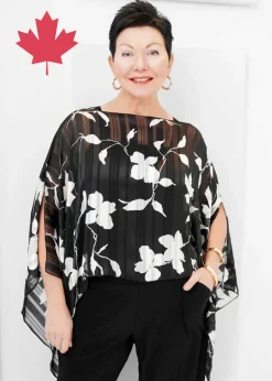 Rapz - Metallic Black Floral Capelet
