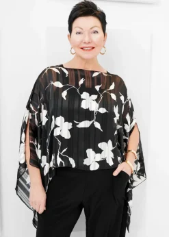 Rapz - Metallic Black Floral Capelet