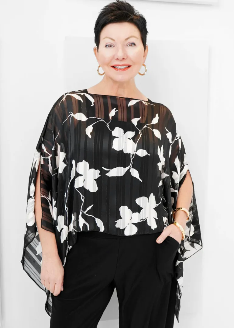 Rapz - Metallic Black Floral Capelet