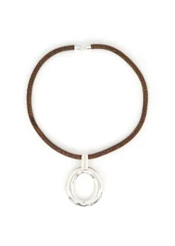 Simon Sebbag - Brown Suede Open Pendant Neckalce