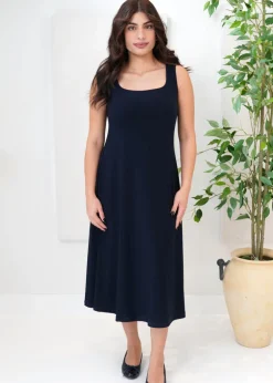 Sympli - Square Neck Fit and Flare Dress