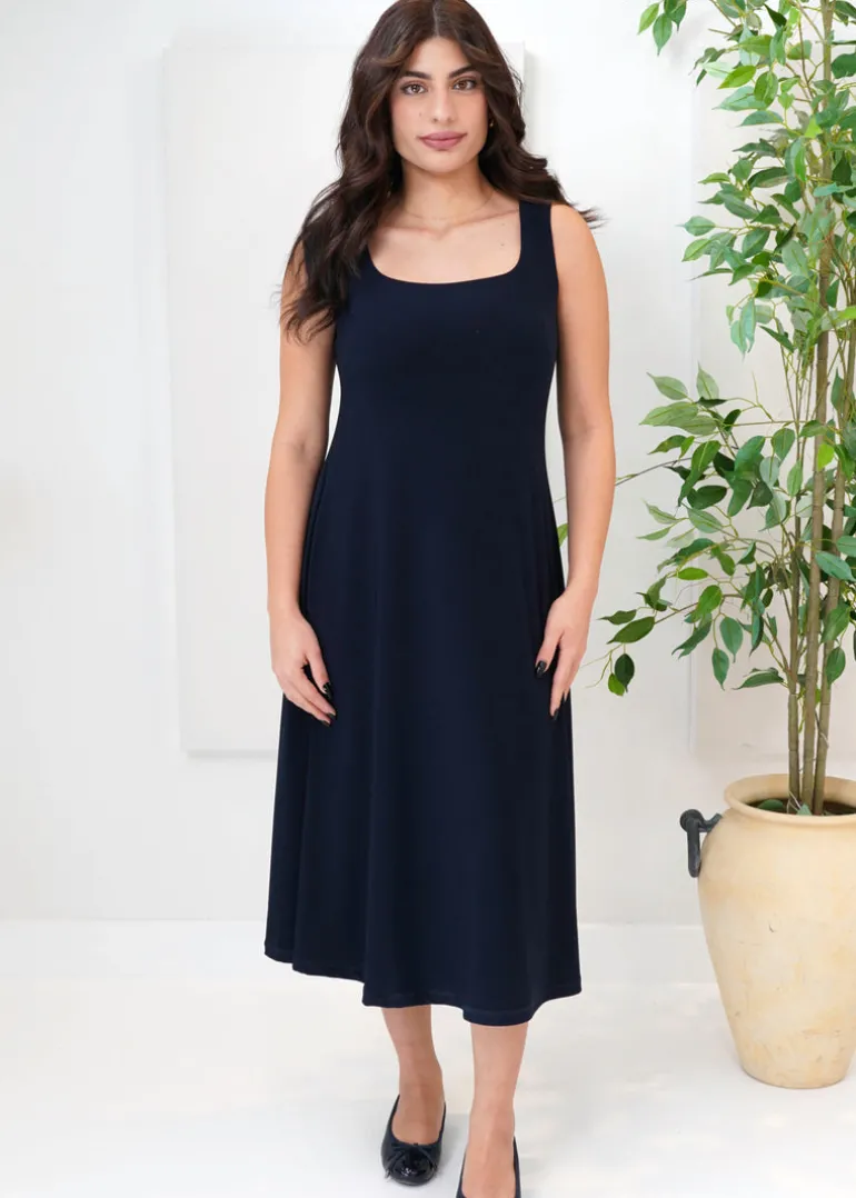 Sympli - Square Neck Fit and Flare Dress