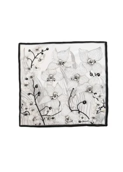Tom & Eva - Black & White Orchid Bloom Silk Neckerchief