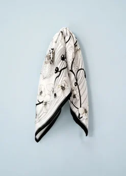 Tom & Eva - Black & White Orchid Bloom Silk Neckerchief