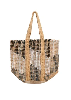 Venus - Color block Jute Tote Bag