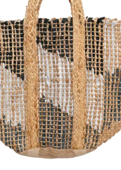 Venus - Color block Jute Tote Bag