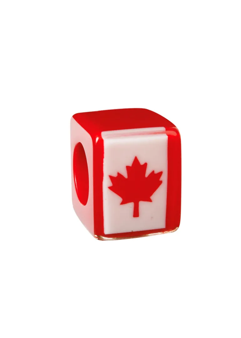 Zsiska - Maple Leaf Cube Bead Red